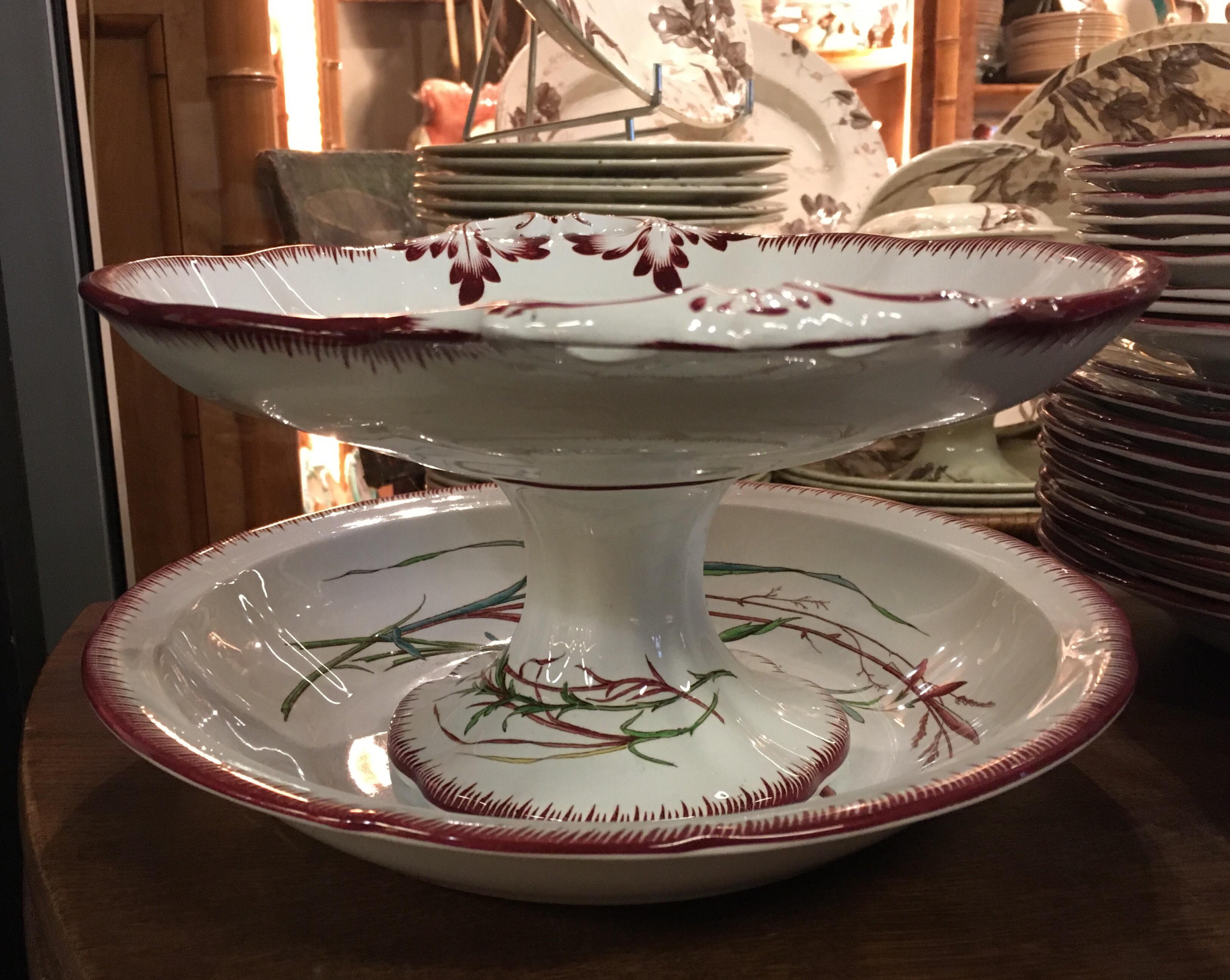 French Sarreguemines Butterfly Faience Dinner Table Service France, 19th Century 4