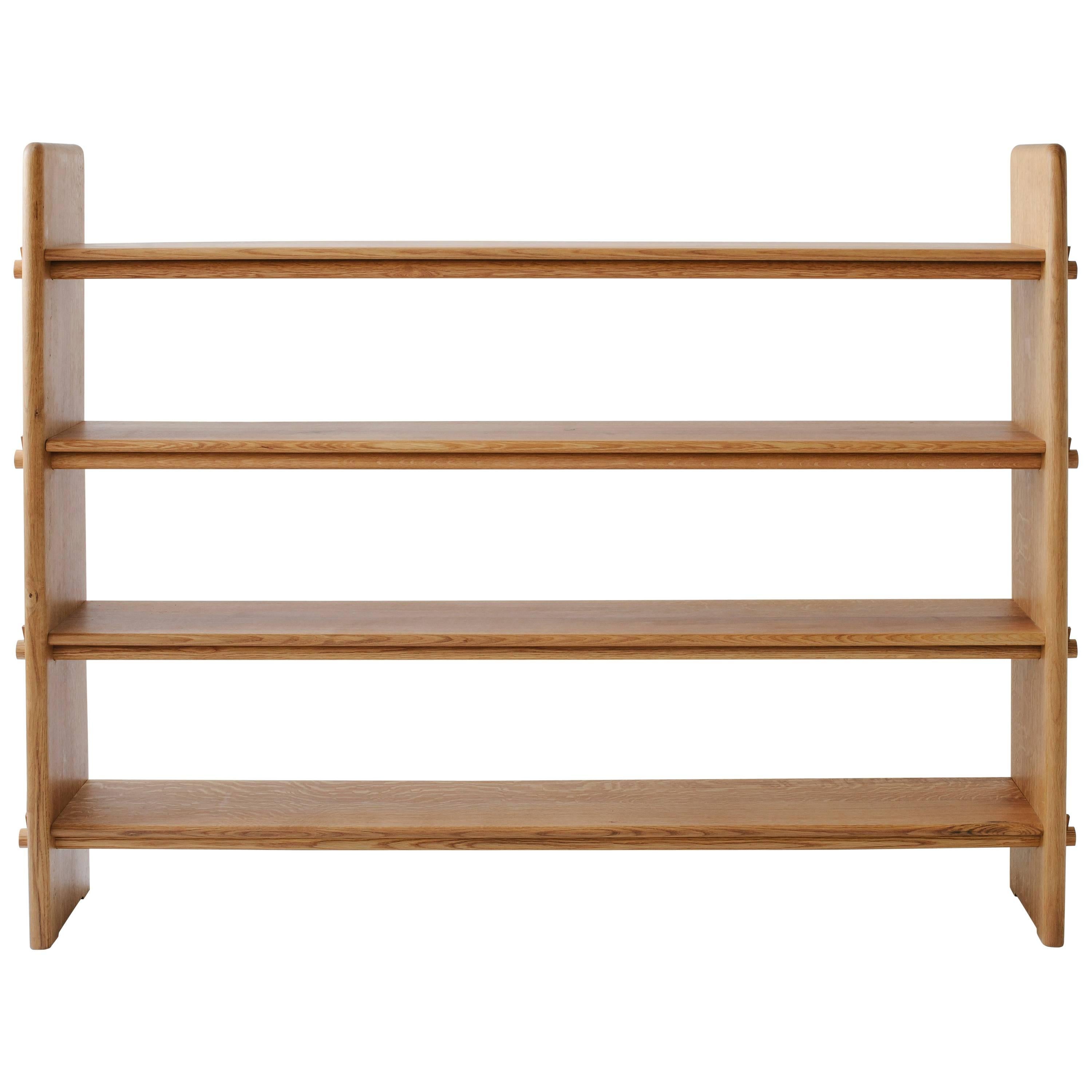 Contemporary Pin Shelf in White Oak Wood by Fort Standard, in Stock For Sale