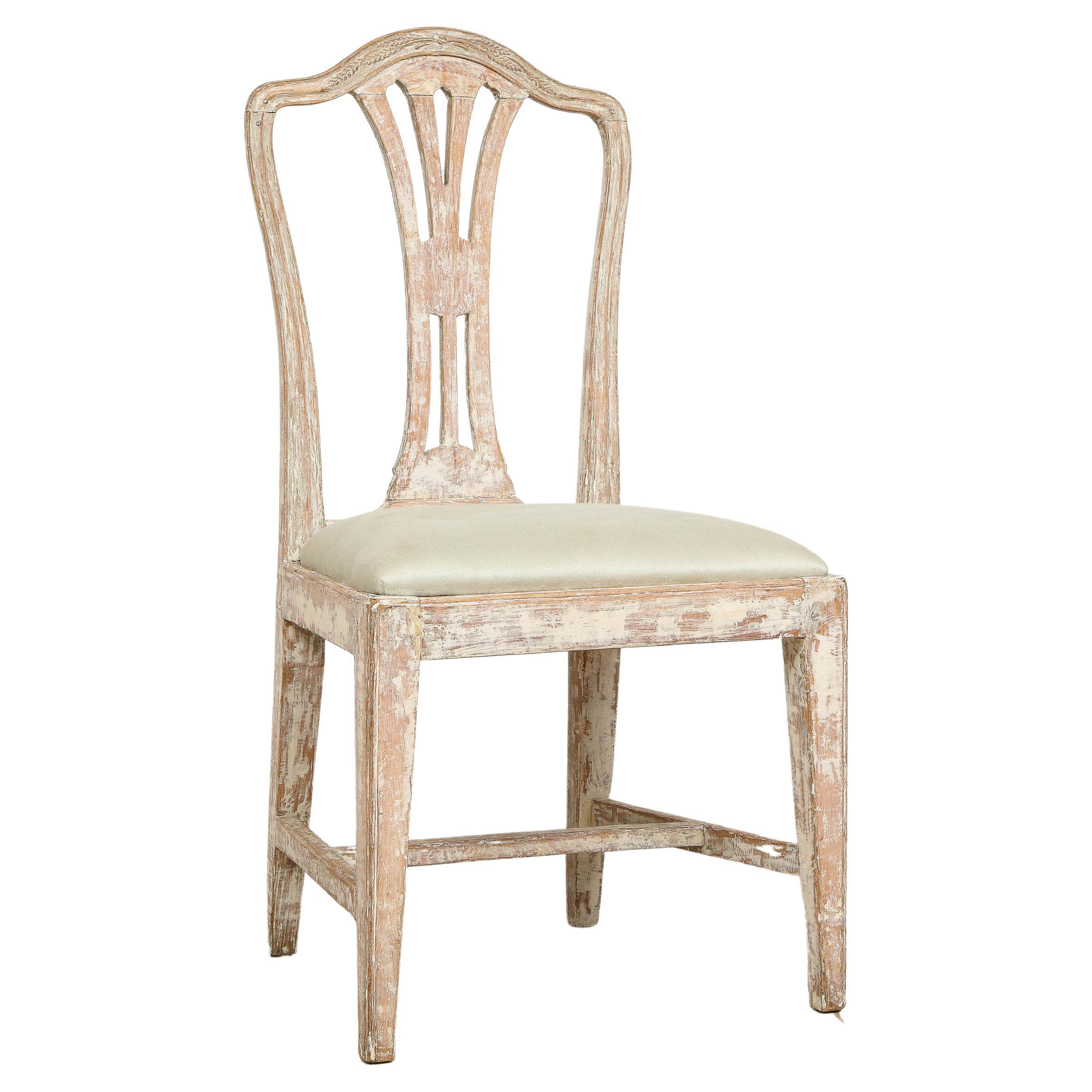 Schwedischer Gustavianischer Stuhl mit Weizenschnitzerei, um 1780, Herkunft: Schweden im Angebot