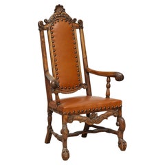 Antique Baroque 18th Century Armchair with Original Brass Stamp, Sweden, circa 1740