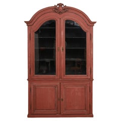 Antique Rococo Swedish 18th Century Cabinet with Glass Doors, Sweden, Circa 1760-1775