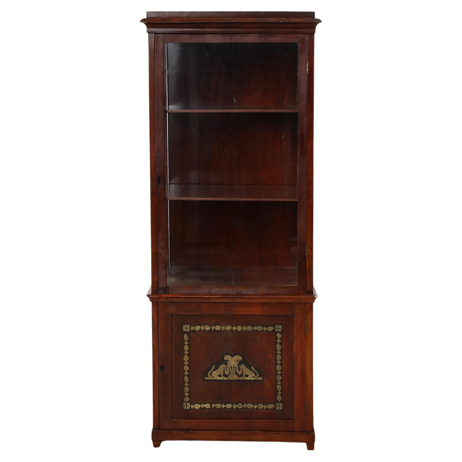 Russian Neoclassical Mahogany Brass-Inlaid Cabinet, Circa 1820 For Sale