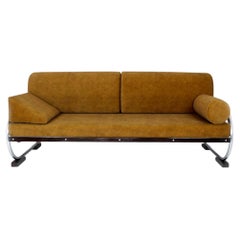 Divano in acciaio cromato tubolare Bauhaus restaurato di Hynek Gottwald, anni '30