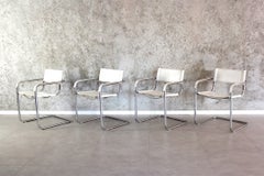 Set of 4 Italian S34 Armchairs, Bauhaus Design by Mart Stam, Leather, 1980s
