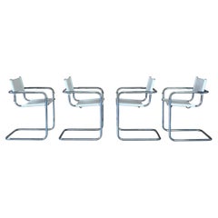 Set of 4 Italian S34 Armchairs, Bauhaus Design by Mart Stam, Leather, 1980s