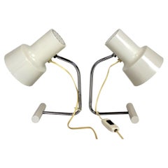 Pair of Vintage White Table Lamps - Napako, Josef Hurka Design, 1960s - Set of 2