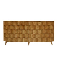 L.A. Studio Faceted Sideboard Made in Solid Oak Wood with Six Legs, Italy