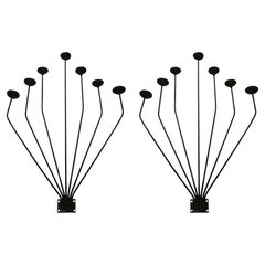 Paire d
appliques murales françaises des années 1920 - Fer noir artisanal avec 7 bras