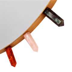 Contemporary Round Mirror with Multicolored Semiprecious Stones by L.A.studio