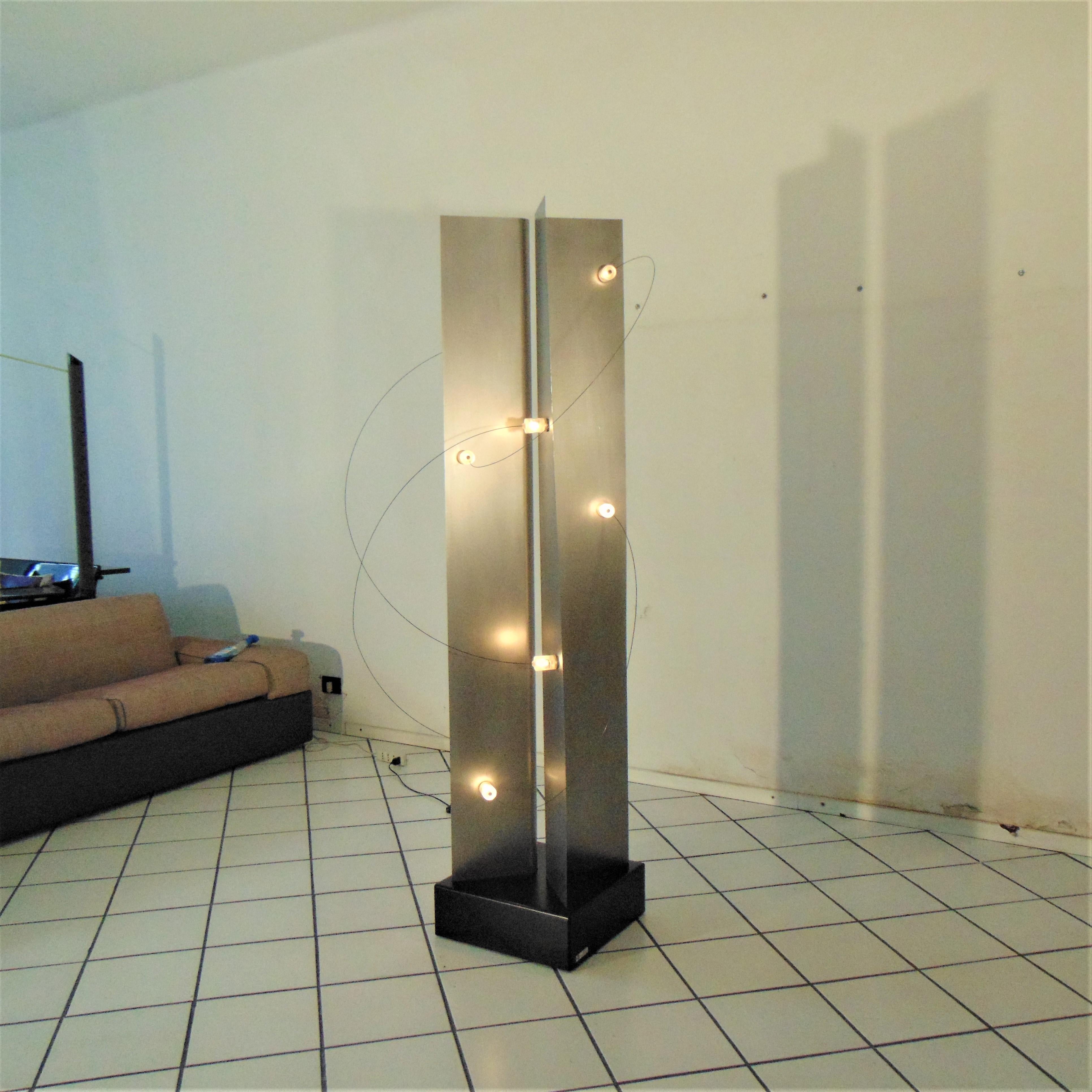 Lacquered Studio A.R.D.I.T.I. Floor Lamp for Sormani Nucleo Italy 1975, Steel, Lucite