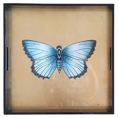 Butterfly Golden Wood Lacquered Tray