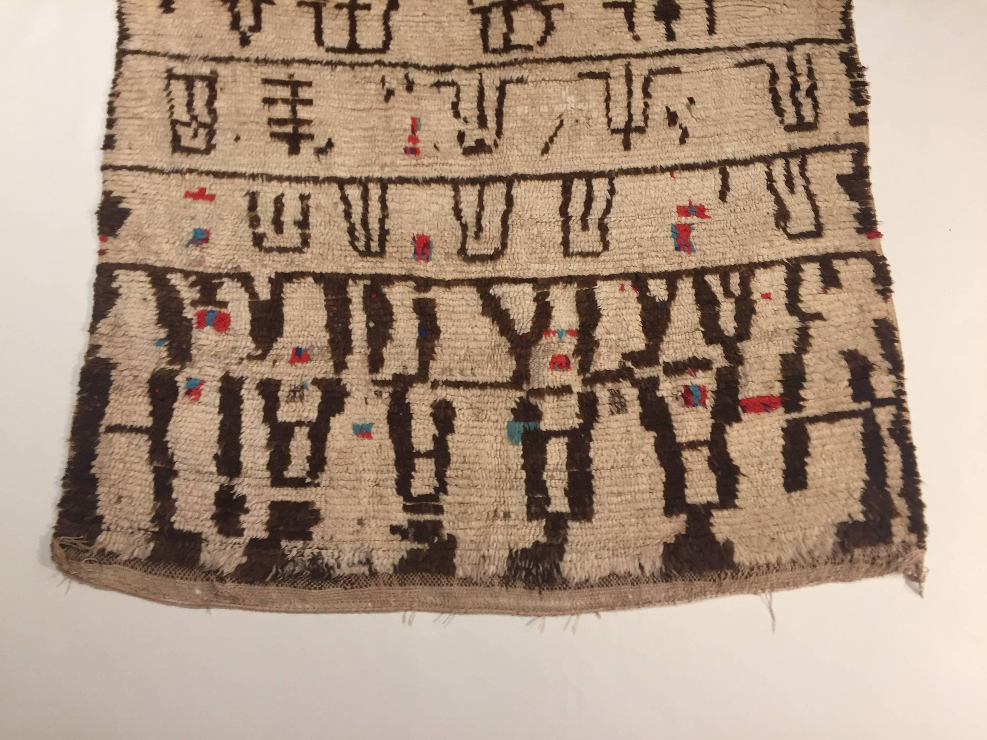 Tappeto Berber Beni Ourain in lana naturale beige marrone del Marocco del XX secolo, anni '20 in vendita 6