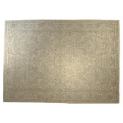 Large Oushak Carpet Silver Colored Wool
