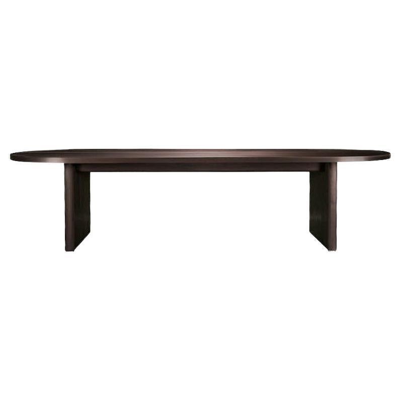 AURUM Dining Table by AMBROZIA, Solid Oxidized Walnut & Polished Aluminum For Sale
