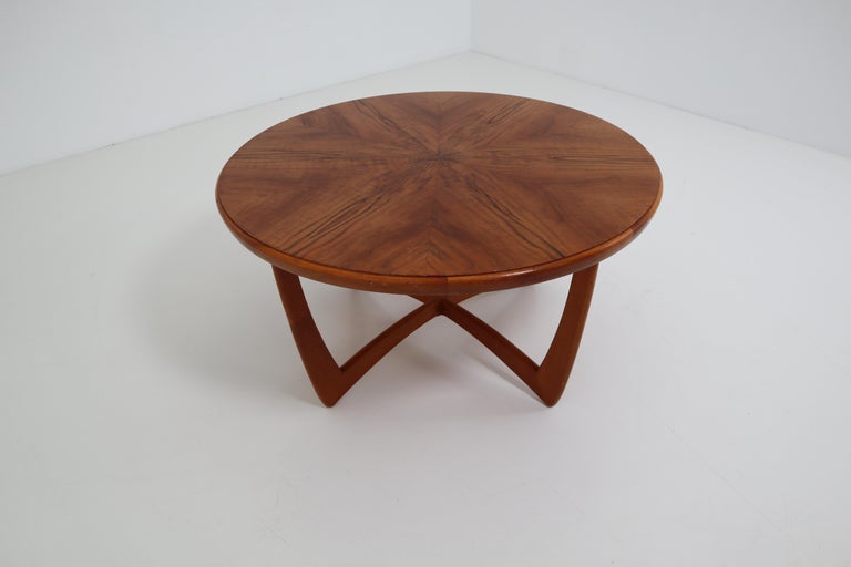 Midcentury Coffee Table With Walnut Veneer In Sunburst Effect Striking Matched Walnut Veneer Panels Arranged To Create A Sunburst Effect On This Handsome Midcentury Round