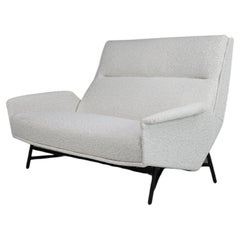 Retro Mid-Century Modern Lounge Sofa in Re-Upholstered Bouclé by Guy Besnard 1959