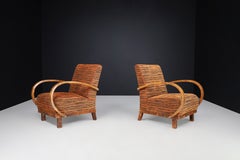 Art Deco Armchairs in Walnut in New Upholstery, Austria 1930s