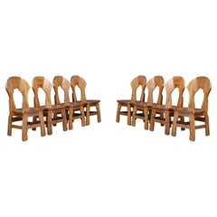 Brutalistische Eichen-Esszimmerstühle, Frankreich, 1960er Jahre