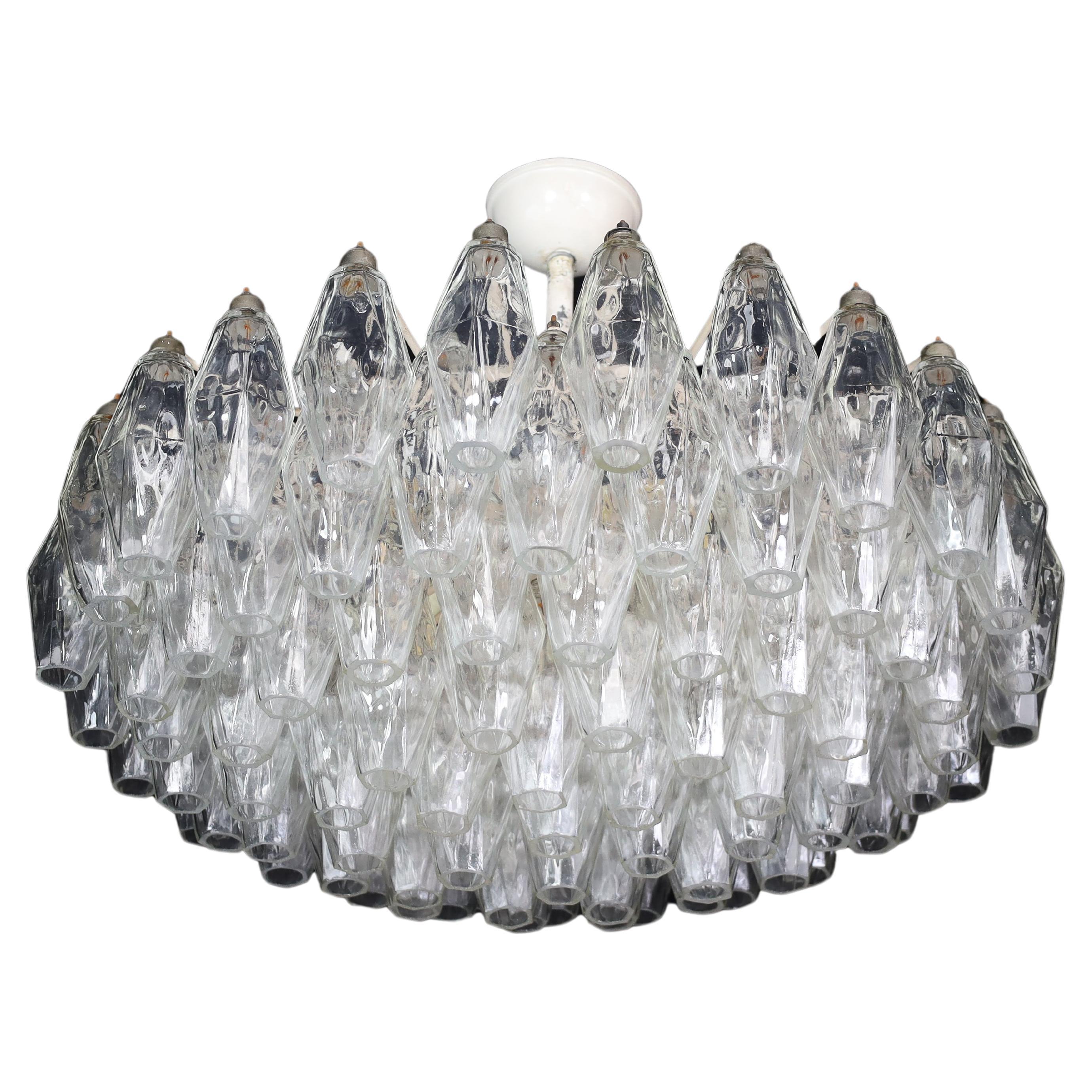 Midcentury Carlo Scarpa Poliedri Chandelier for Venini, Murano, Italy, 1960s
