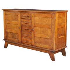 René Gabriel Patinated Oak Sideboard, France, 1940s