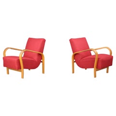 Pair of Re-Upholstered Bentwood Armchairs by Karel Koželka & Antonín Kropáček