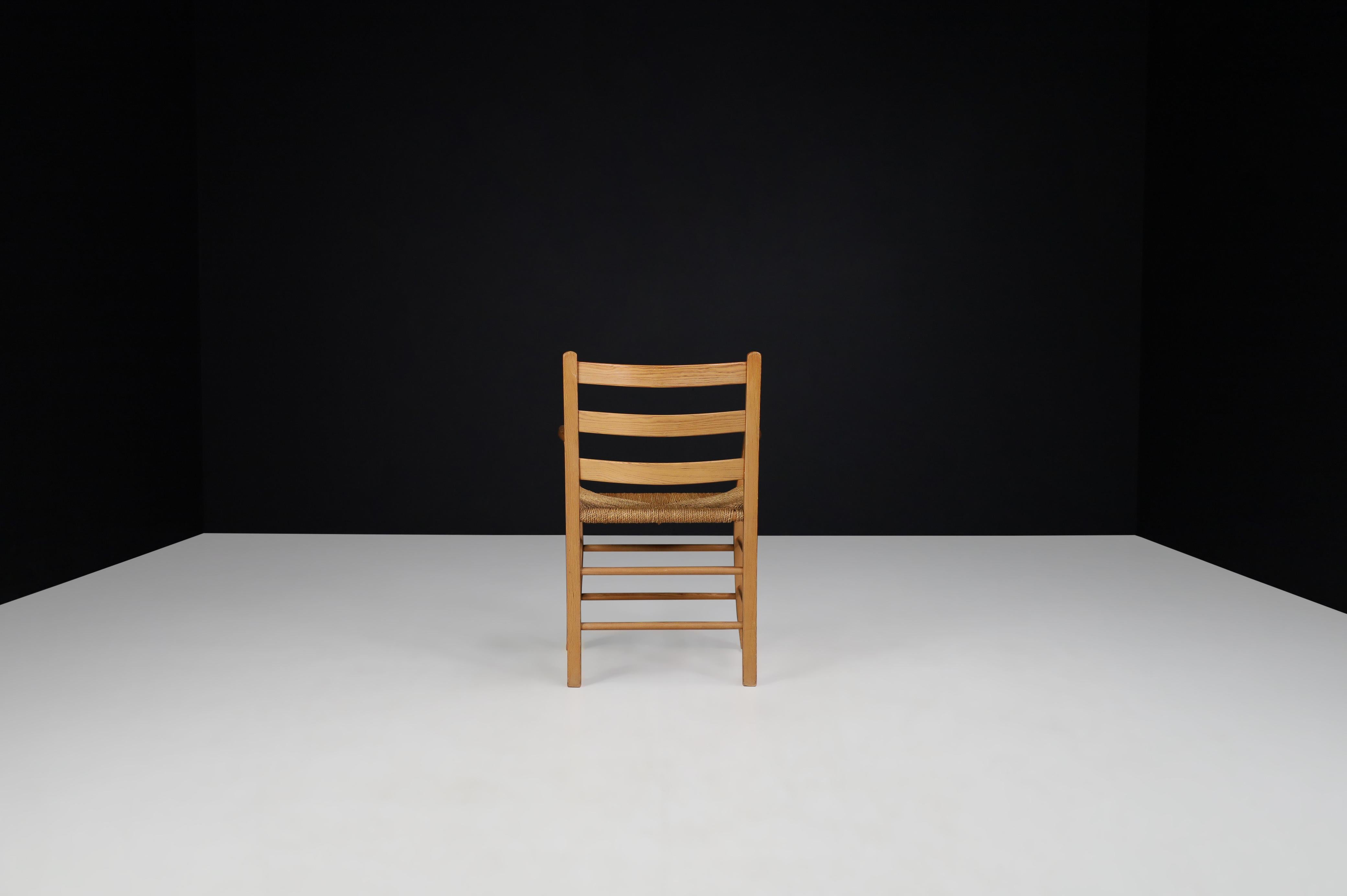 Danese Poltrona danese in pino e corda, anni '60 - Minimalismo nordico in vendita