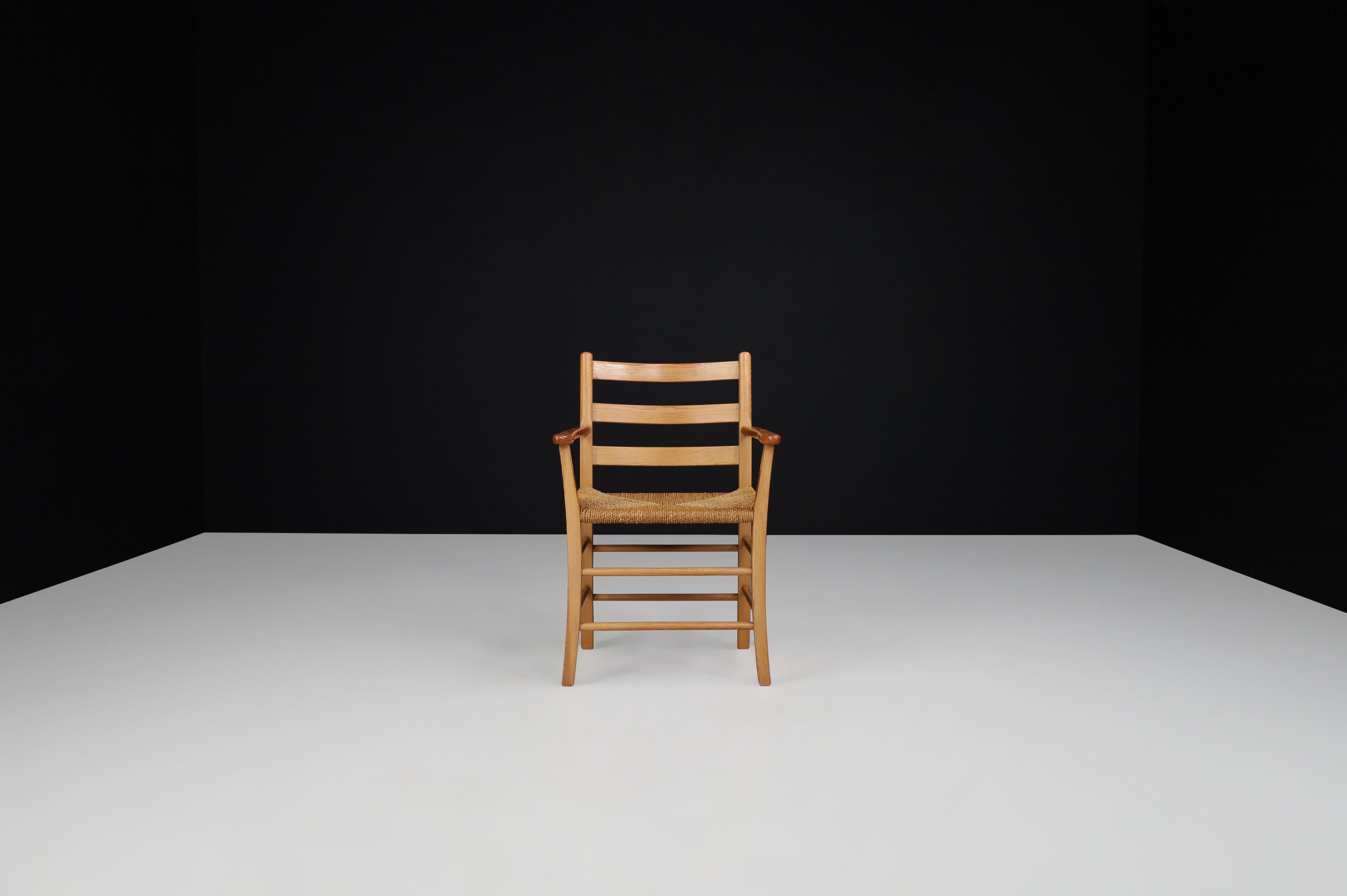 Corda Poltrona danese in pino e corda, anni '60 - Minimalismo nordico in vendita
