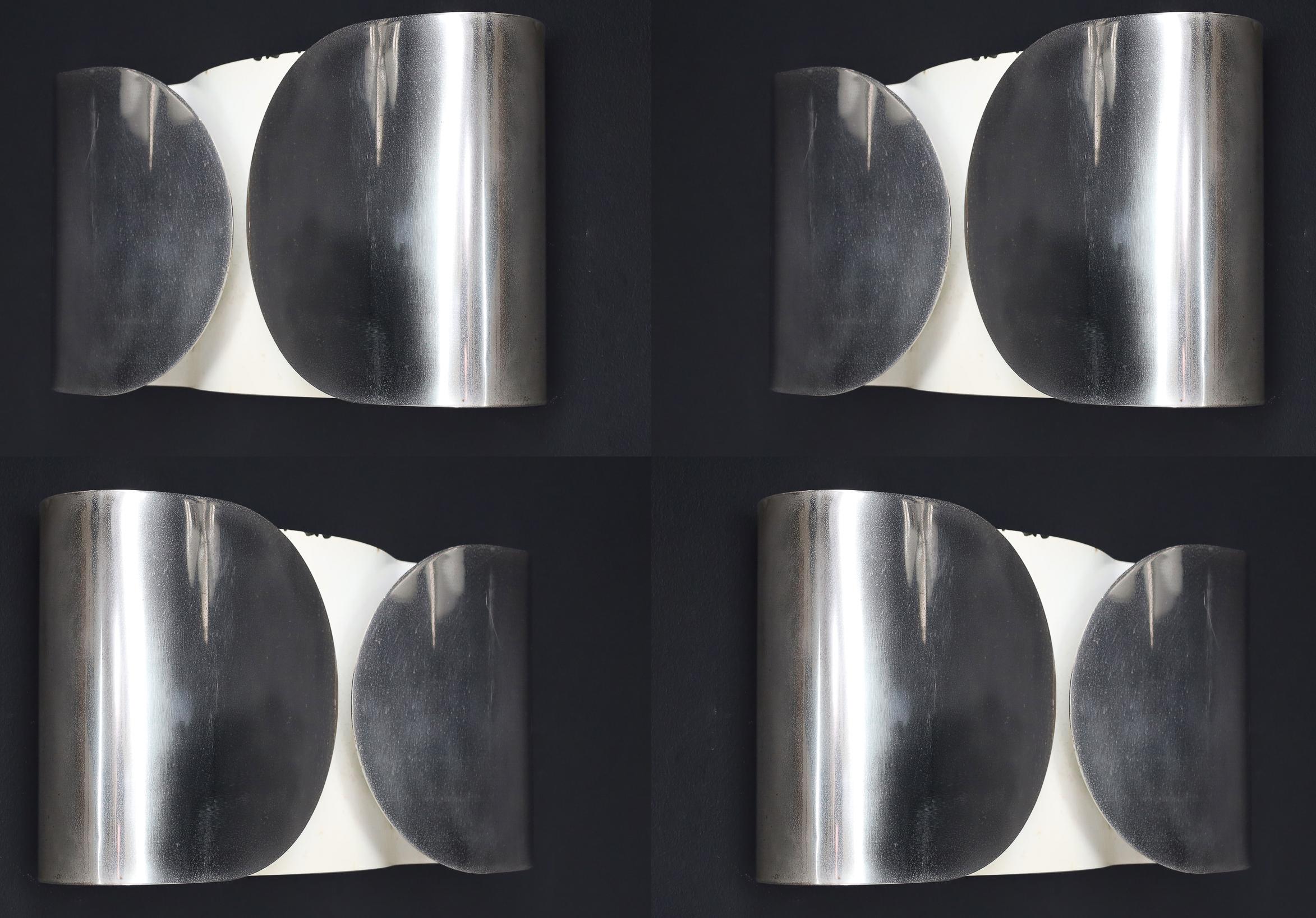 Mid-Century Modern Patinated ‘Foglio’ Wall Lights by Tobia Scarpa for Flos, 1966 – Set of Four For Sale
