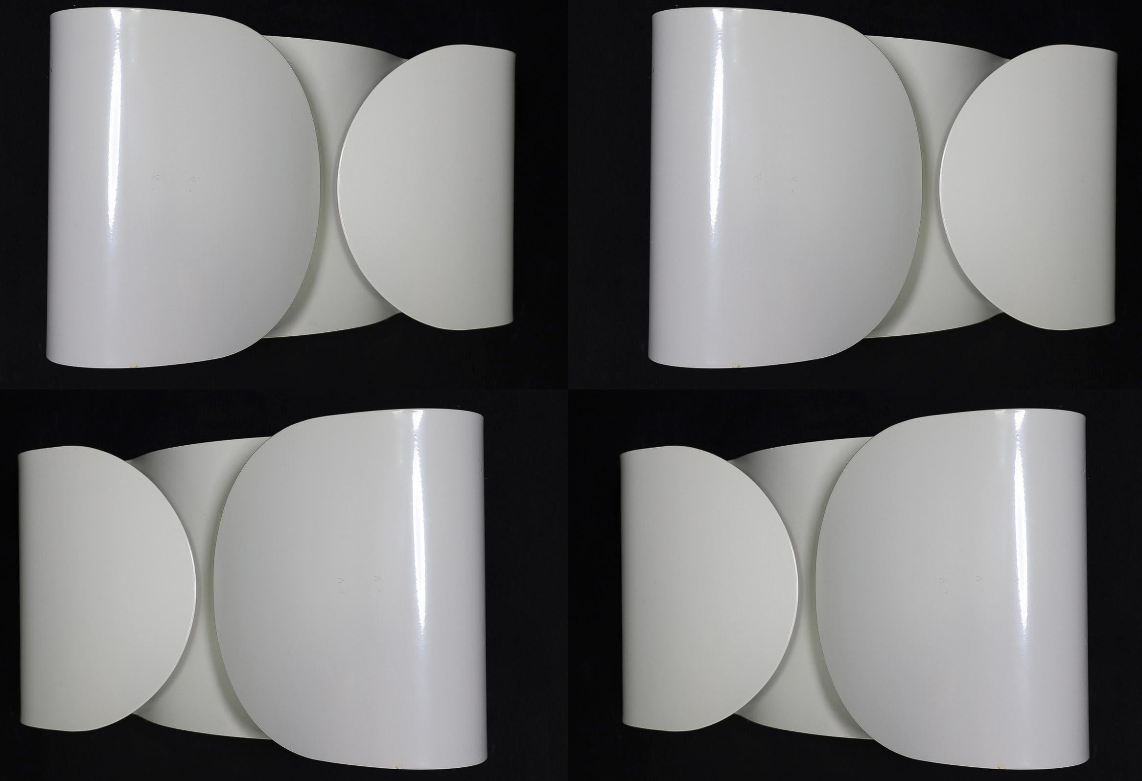 ‘Foglio’ Wall Lights by Tobia Scarpa for Flos, 1966 – Set of Four (White, Excellent Condition)
Offered is a set of four original ‘Foglio’ wall sconces, designed by Tobia Scarpa for Flos, Italy, in 1966. A defining piece of Italian mid-century