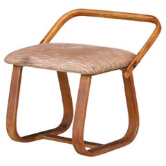 1930s Bentwood Stool by Jan Vaněk  Czech Modernist Icon with Original Upholstery