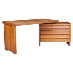 Pierre Chapo B19 Schreibtisch aus patinierter massiver Ulme, Frankreich, 1960er Jahre