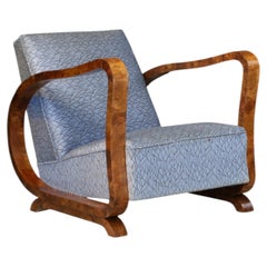 Monumental Italian Art Deco Burl Wood Club Chair, Sculptural Form, Italy 1930s