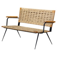 Italian Modernist Woven Cord Bench Attributed to Giuseppe Pagano, 1940s