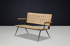 Italian Modernist Woven Cord Bench Attributed to Giuseppe Pagano, 1940s