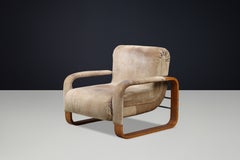 Jan Bočan, dem zugeschriebener Lounge-Sessel aus Bugholz und Wildleder, Tschechoslowakei, 1970er Jahre