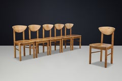 Rainer Daumiller Sculptural Pine Dining Chairs, Denmark, 1970s, Set of 6