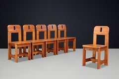 Set of Six Scandinavian Solid Pine Dining Chairs by Wasa Möbel, Sweden, 1970s
