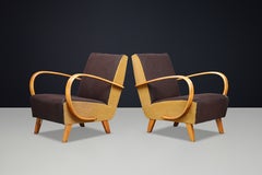 Pair of Art Deco Bentwood Lounge Chairs by Jindřich Halabala, Praque 1940s