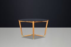 Italian Mid-Century Walnut, Brass and Black Glass Centre Table, 1960s