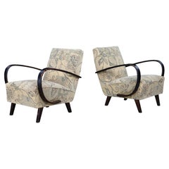 Pair of Jindřich Halabala Sculptural Bentwood Lounge Armchairs, Czechoslovakia
