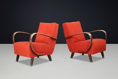 Pair of Jindřich Halabala Sculptural Bentwood Lounge Armchairs, Czechoslovakia