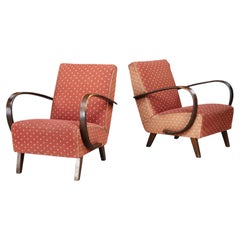 Jindřich Halabala Sculptural Bentwood Lounge Armchairs, Czechoslovakia, 1940s