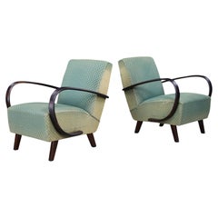 Jindřich Halabala Sculptural Bentwood Lounge Armchairs, Czechoslovakia, 1940s