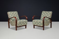 Pair of Sculptural Art Deco Bentwood Lounge Chairs by Koželka & Kropáček, Czech