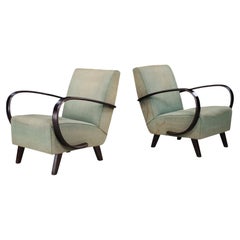 Fauteuils de salon sculpturaux en bois courbé de Jindřich Halabala, Tchécoslovaquie, années 1940