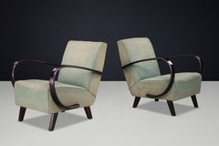 Fauteuils de salon sculpturaux en bois courbé de Jindřich Halabala, Tchécoslovaquie, années 1940