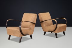 Jindřich Halabala Pair of Sculptural Loop Arm Lounge Chairs, Czechoslovakia 1940
