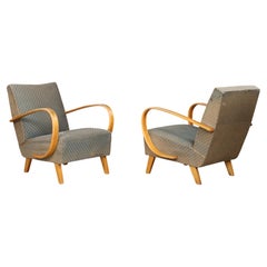 Jindřich Halabala Pair of Sculptural Loop Arm Lounge Chairs, Czechoslovakia 1940