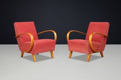Jindřich Halabala Lounge Chairs, Bentwood & Floral Upholstery, 1940s