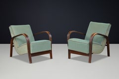 Pair of Sculptural Art Deco Bentwood Lounge Chairs by Koželka & Kropáček, Czech